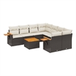vidaXL 9 Piece Solid Acacia Wood Small Sofa Set in Black/White/Cream