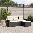 vidaXL 4 Piece Solid Acacia Wood Sofa Set in Black