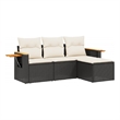 vidaXL 4 Piece Solid Acacia Wood Sofa Set in Black