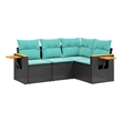 vidaXL 4 Piece Solid Acacia Wood Sofa Set in Black