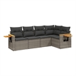 vidaXL 5 Piece Solid Acacia Wood Small Sofa Set in Dark Gray