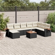 vidaXL 9 Piece Solid Acacia Wood Sofa Set in Black/Cream