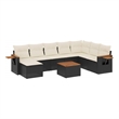 vidaXL 9 Piece Solid Acacia Wood Sofa Set in Black/Cream