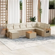 vidaXL 9 Piece Solid Acacia Wood Sofa Set in White/Cream/Beige