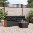 vidaXL 5 Piece Solid Acacia Wood Sofa Set in Black