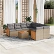vidaXL 9 Piece Solid Acacia Wood Sofa Set in Gray/Beige