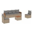 vidaXL 7 Piece Solid Acacia Wood Sofa Set in Gray/Beige