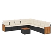vidaXL 10 Piece Solid Acacia Wood Sofa Set in Black/White/Cream