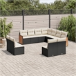 vidaXL 11 Piece Steel Sofa Set in Black/White/Cream