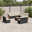 vidaXL 12 Piece Solid Acacia Wood Sofa Set in Black