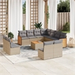 vidaXL 12 Piece Solid Acacia Wood Small Sofa Set in Gray/Beige