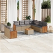 vidaXL 10 Piece Solid Acacia Wood Sofa Set in Gray/Beige