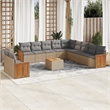 vidaXL 12 Piece Solid Acacia Wood Sofa Set in Gray/Beige