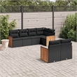 vidaXL 7 Piece Solid Acacia Wood Sofa Set in Black