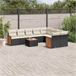 vidaXL 10 Piece Solid Acacia Wood Large Sofa Set in Black
