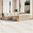 vidaXL 11 Piece Solid Acacia Wood Large Sofa Set in White/Cream/Beige