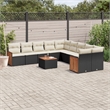 vidaXL Solid Acacia Wood Large Sofa Set in Black/White/Cream