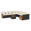 vidaXL Solid Acacia Wood Large Sofa Set in Black/White/Cream