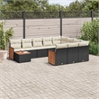 vidaXL 11 Piece Solid Acacia Wood Sofa Set in Black