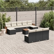 vidaXL 11 Piece Solid Acacia Wood Sofa Set in Black