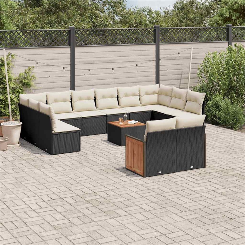vidaXL 13 Piece Steel Sofa Set in Black