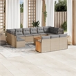 vidaXL 14 Piece Solid Acacia Wood Sofa Set in Gray/Beige
