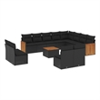 vidaXL 13 Piece Solid Acacia Wood Sofa Set in Black