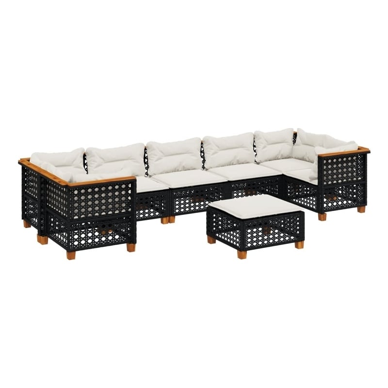 vidaXL 8 Piece Steel Sofa Set in Black/White/Cream