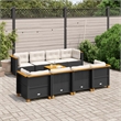 vidaXL 9 Piece Solid Acacia Wood Sofa Set in Black/White/Cream