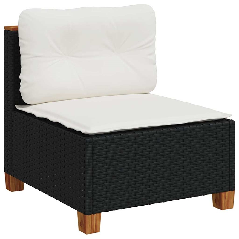 vidaXL 9 Piece Solid Acacia Wood Sofa Set in Black/White/Cream