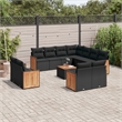 vidaXL 12 Piece Solid Acacia Wood Sofa Set in Black