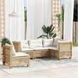 vidaXL 5 Piece Solid Acacia Wood Sofa Set in White/Cream/Beige