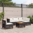 vidaXL 6 Piece Solid Acacia Wood Sofa Set in Black/White/Cream