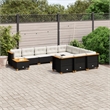 vidaXL 11 Piece Solid Acacia Wood Large Sofa Set in Black