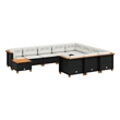 vidaXL 11 Piece Solid Acacia Wood Large Sofa Set in Black