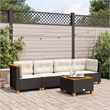 vidaXL 5 Piece Solid Acacia Wood Sofa Set in Black