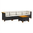 vidaXL 5 Piece Solid Acacia Wood Sofa Set in Black