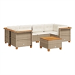 vidaXL 7 Piece Solid Acacia Wood Sofa Set in White/Cream/Beige