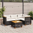 vidaXL 5 Piece Solid Acacia Wood Sofa Set in Black