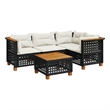 vidaXL 5 Piece Solid Acacia Wood Sofa Set in Black