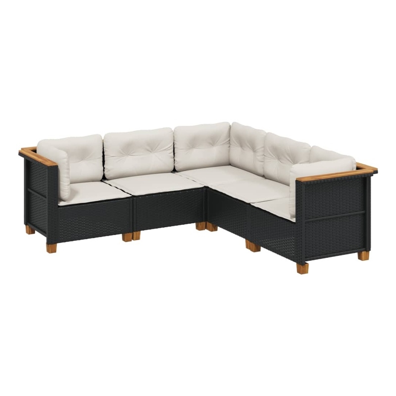 vidaXL 5 Piece Steel Sofa Set in Black/White/Cream