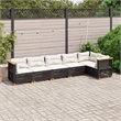 vidaXL 6 Piece Solid Acacia Wood Small Sofa Set in Black/White/Cream
