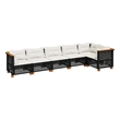 vidaXL 6 Piece Solid Acacia Wood Small Sofa Set in Black/White/Cream