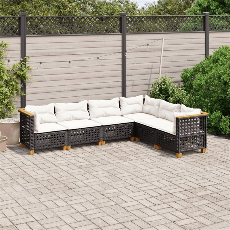 vidaXL 6 Piece Steel Sofa Set in Black/White/Cream