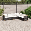 vidaXL 6 Piece Steel Sofa Set in Black/White/Cream