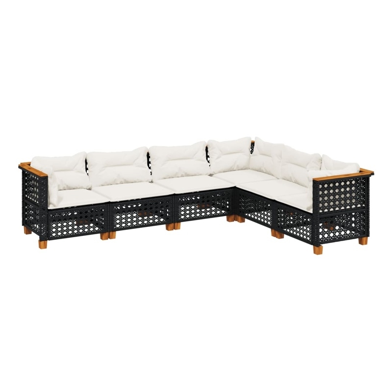 vidaXL 6 Piece Steel Sofa Set in Black/White/Cream