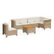 vidaXL 7 Piece Solid Acacia Wood Sofa Set in White/Cream/Beige