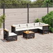 vidaXL 7 Piece Solid Acacia Wood Sofa Set in Black/White/Cream