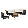 vidaXL 7 Piece Solid Acacia Wood Sofa Set in Black/White/Cream
