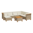 vidaXL 8 Piece Solid Acacia Wood Sofa Set in White/Cream/Beige